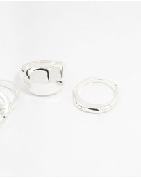 Lovisa - Silver Plated Bold Molten Rings 4-Pack