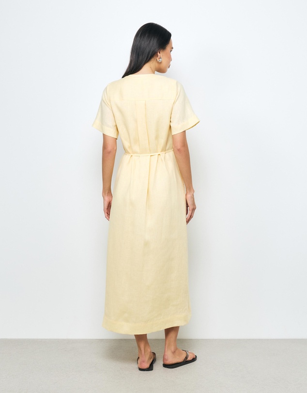 AERE - Cery Linen Short Sleeve Midi Dress