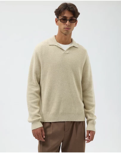 AERE - Wool Blend Chunky Knit Polo