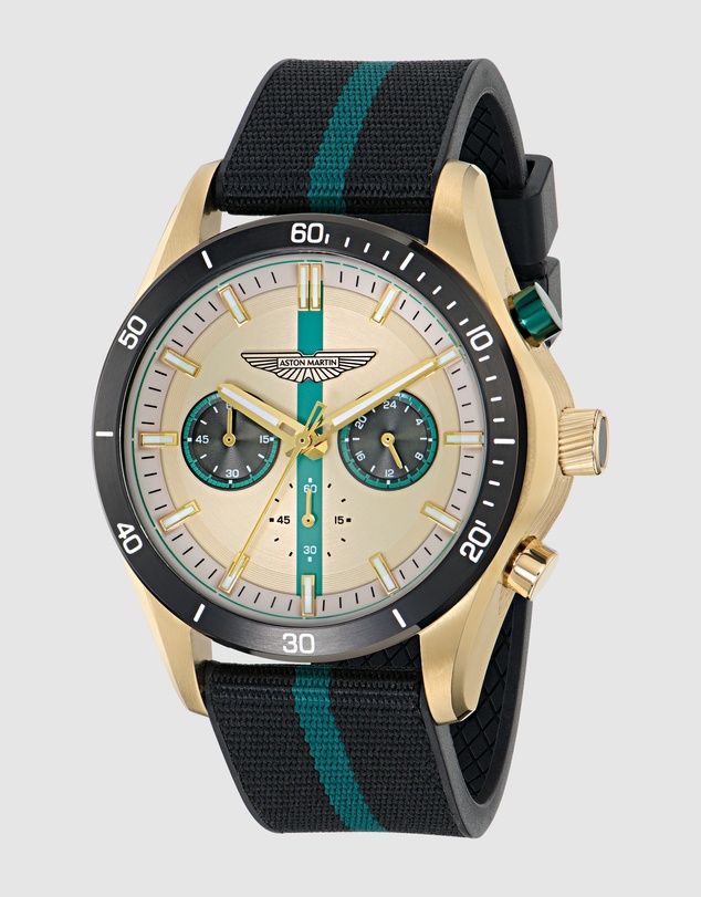 Aston Martin - CLP 45mm Black and Podium Green Flex Strap Watch