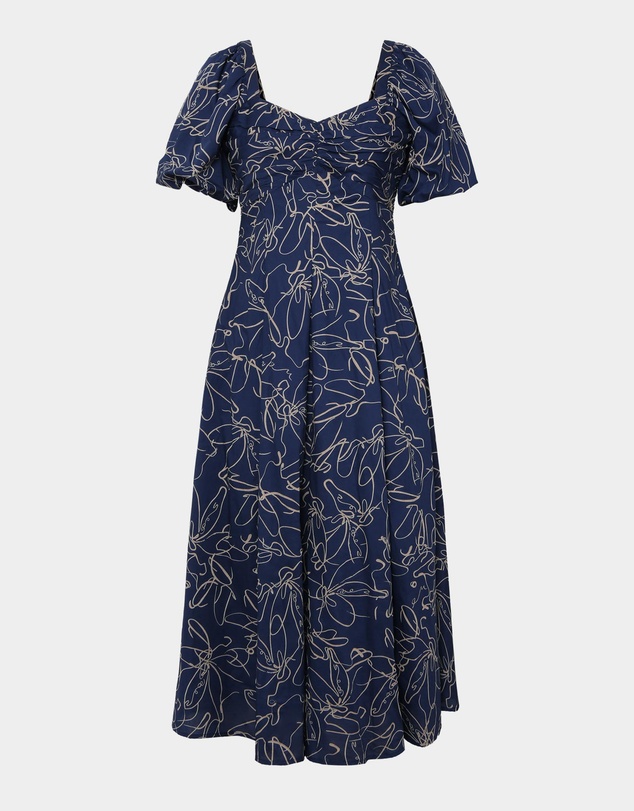Forcast - Leen Puff Sleeve Midi Dress