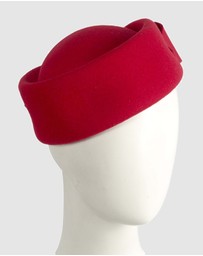 Max Alexander - Felt Red Pillbox Hat