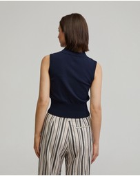Oxford - Rae Polo Neck Buttoned Knit Top