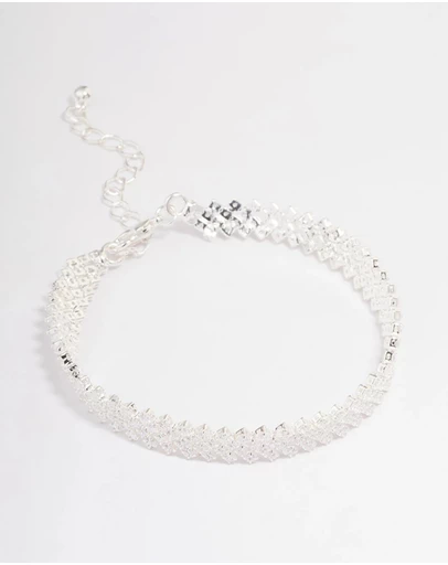 Lovisa - Silver Plated Round Stone Diagonal Tennis Bracelet