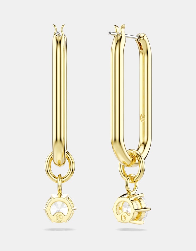 Swarovski - Constella Drop Earrings, Round Cut, White, 18K Gold Finish