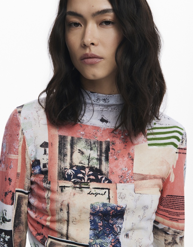 Desigual - Fine postcard sweater