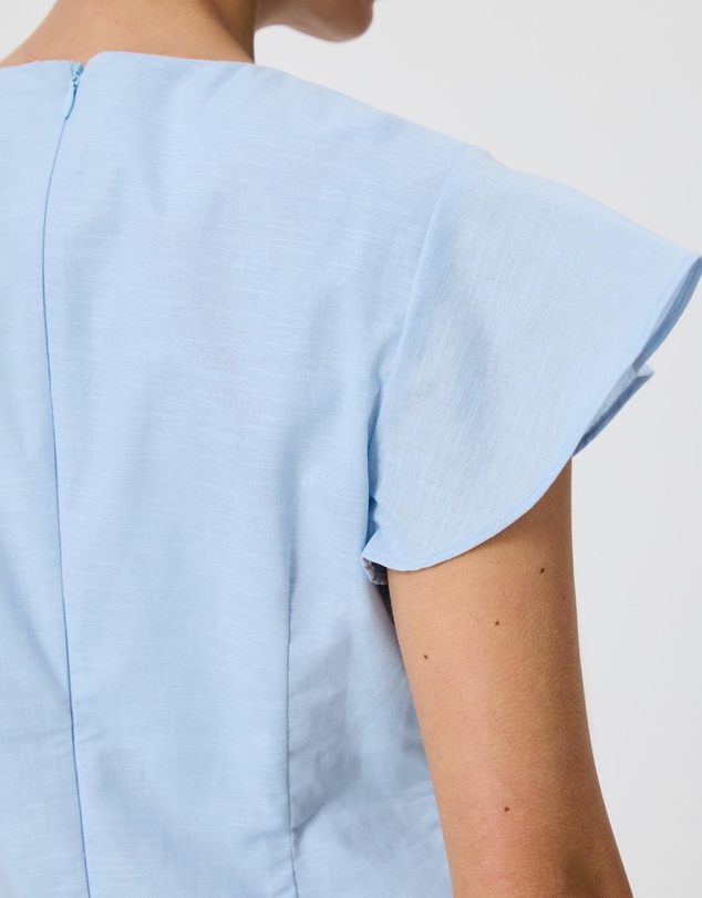 Tussah - Sabine Pintuck Cotton Linen Flutter Sleeve Top