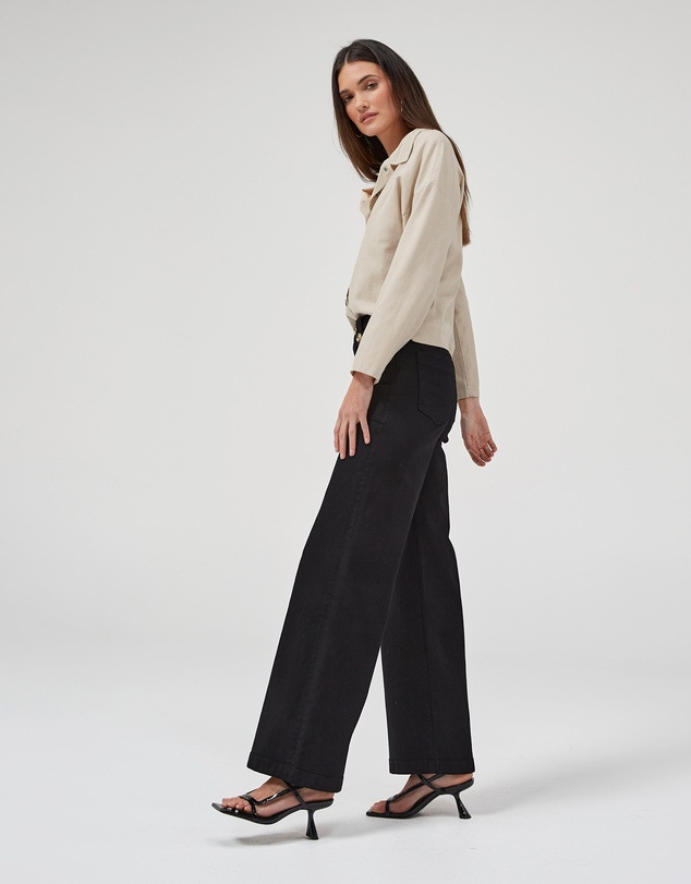 DRICOPER DENIM - Carrie Black Wide Straight Leg Jeans