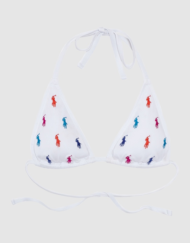 Polo Ralph Lauren - Logo Icons Embroidered String Halter Triangle Bikini Top