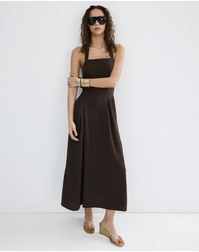 M.N.G - Open-Back Crinkle Gauze Dress