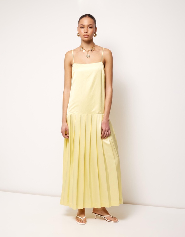 AERE - Esti Pleated Hem Midi Dress