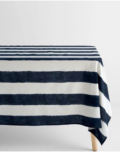 Aura Home - Riviera Stripe Cotton Linen Tablecloth