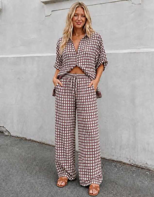 Esther & Co - Nyah Pants - Cocoa Check