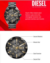 Diesel - Spiked Gun-Metal Chronograph Watch