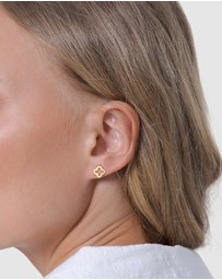 Elli Jewelry - Earrings Set Zirconia Cloverleaf 925 Sterling Silver Gold-Plated