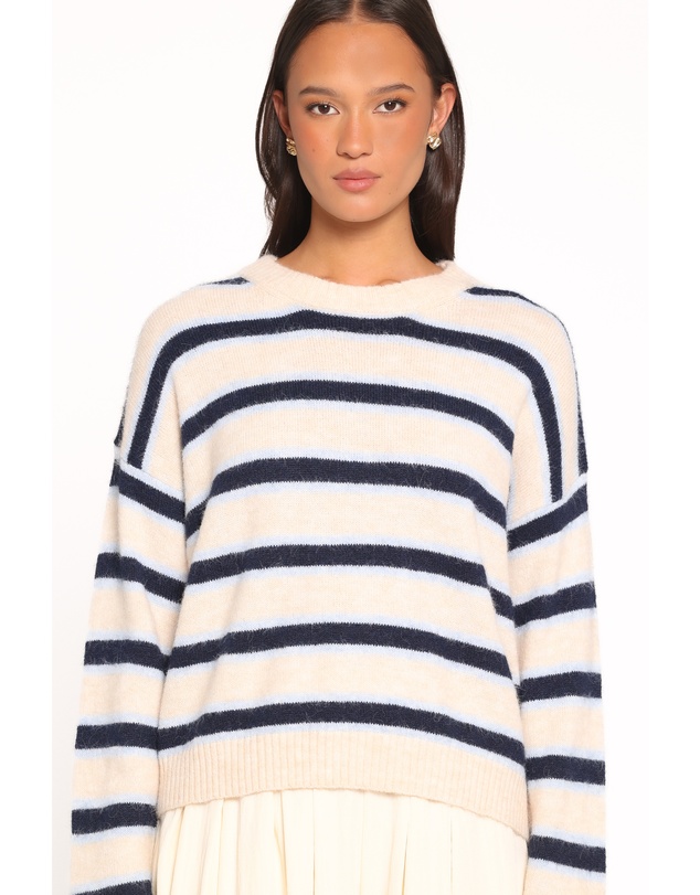 Petal & Pup - Renae Knit Sweater - White Blue Stripe
