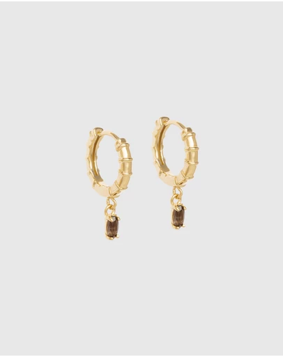 Kirstin Ash - Deco Smokey Quartz Hoops