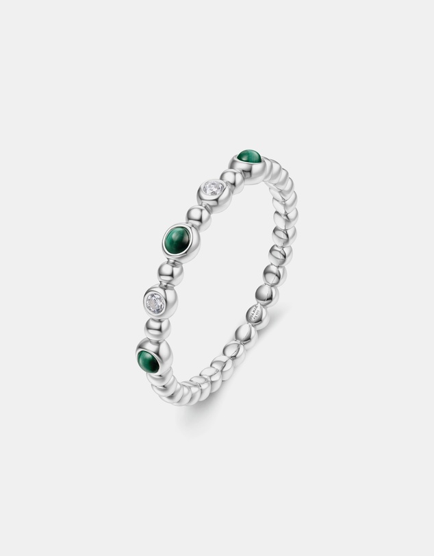 Ania Haie - Silver Bezel Malachite Beaded Ring