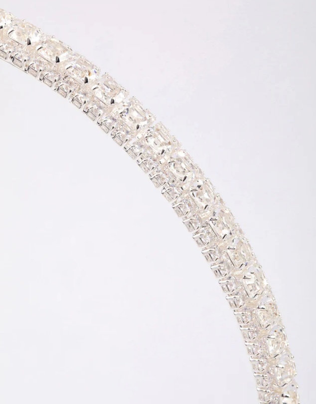 Lovisa - Silver Cubic Zirconia Round Stone Encased Headband