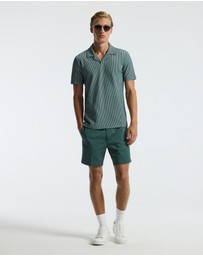 Calibre - Striped Seersucker Knit Polo Sea Green