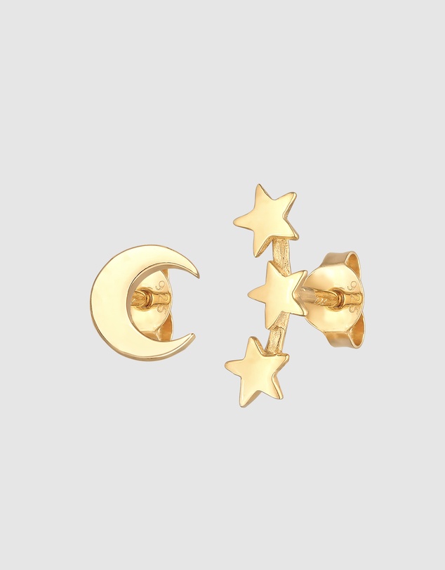 Elli Jewelry - Crescent Moon Stud Earrings in Gold-Plated 925 Silver