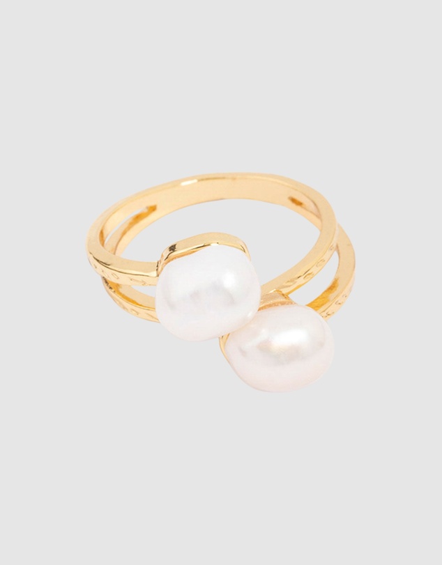 Lovisa - Gold Plated Double Pearl Wrapped Ring