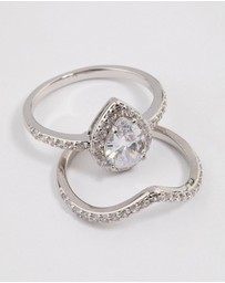 Lovisa - Silver Crowned Pear Crystal Ring