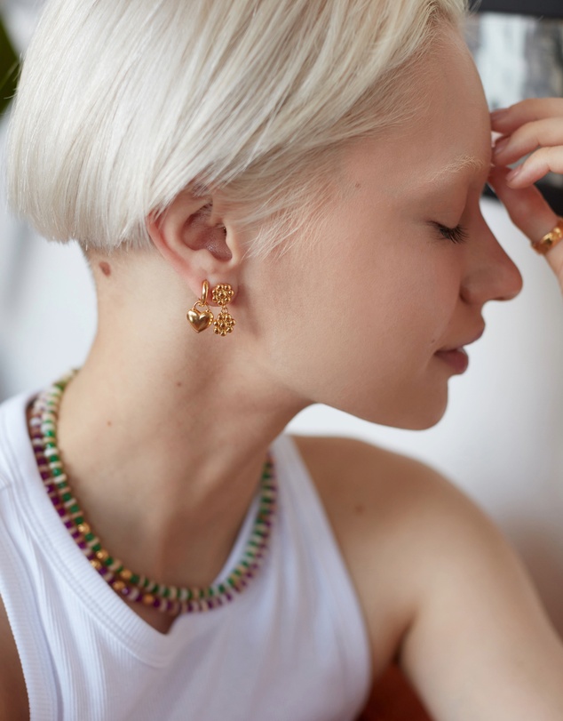 Ottoman Hands - Niko Heart Huggie Earrings