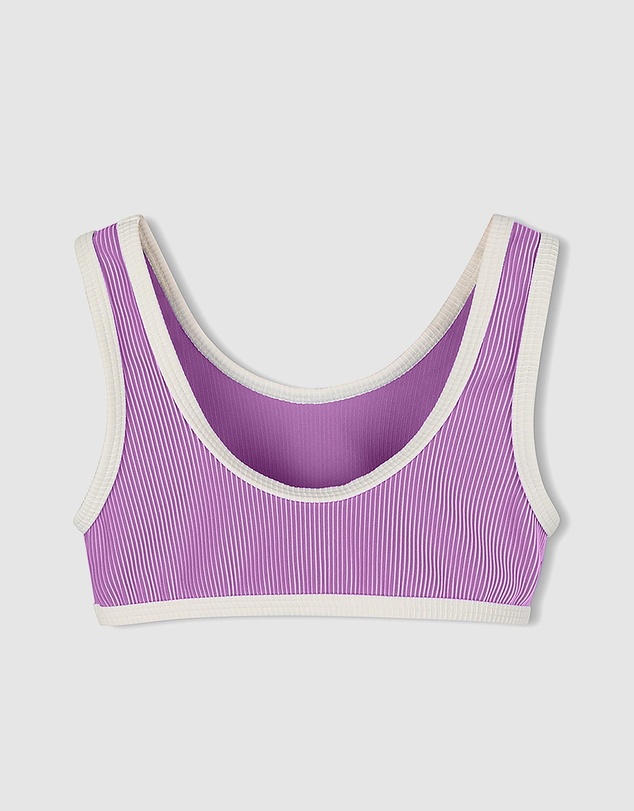 Zulu & Zephyr Mini - Mini Stripe Rib Scoop Bikini Top - Kids-Teens