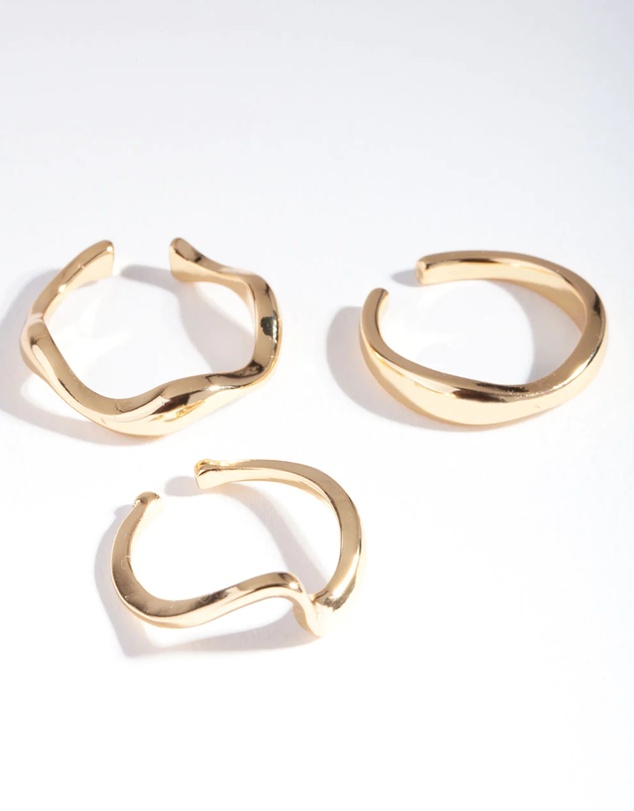 Lovisa - Gold Plated Molten Ring Pack