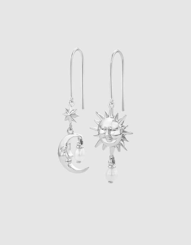 Karen Walker - Sun & Moon Earrings with 2 x 5mm Teardrop Freshwater Pearls