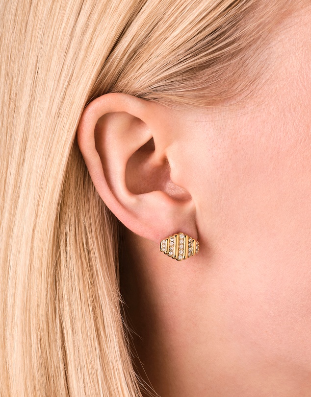 Rosefield - Striped Pavé Crystal Gold-Tone Stud Earrings