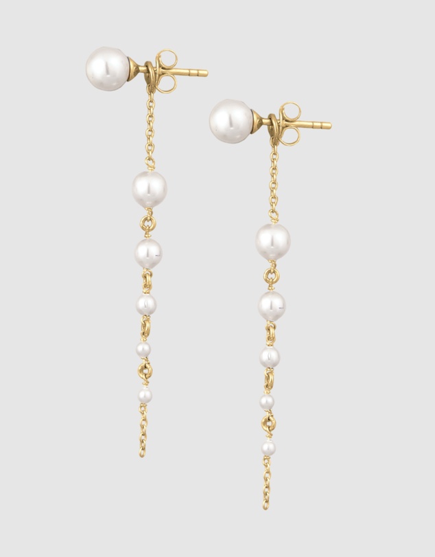 Elli Jewelry - Pearl Tapered Drop Earrings in Gold-Plated 925 Silver