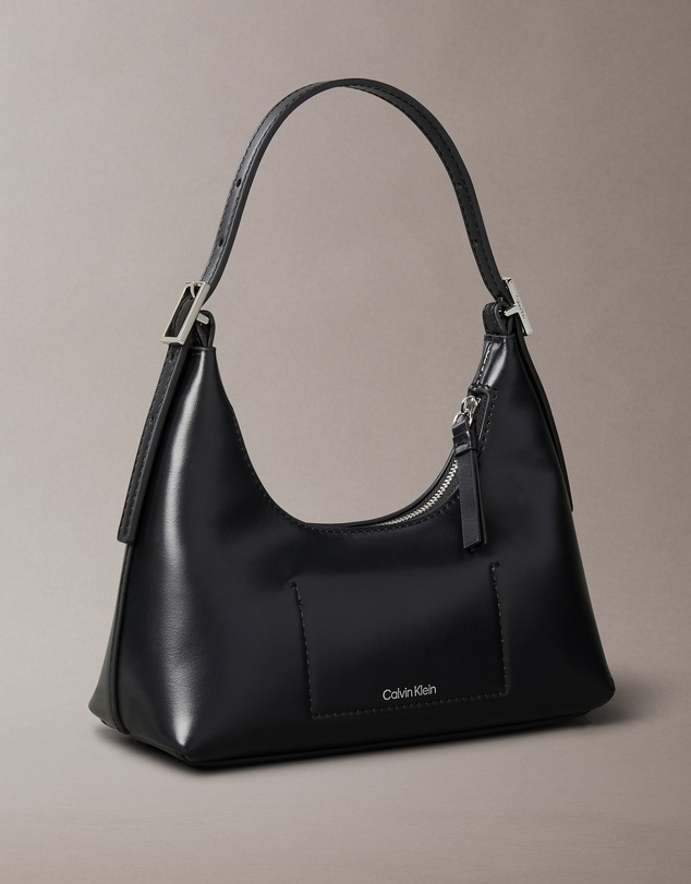 Calvin Klein - Monogram Logo Emblem Leather Small Shoulder Bag