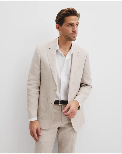 Country Road - Regular Fit Linen Single Breasted Check Jacket