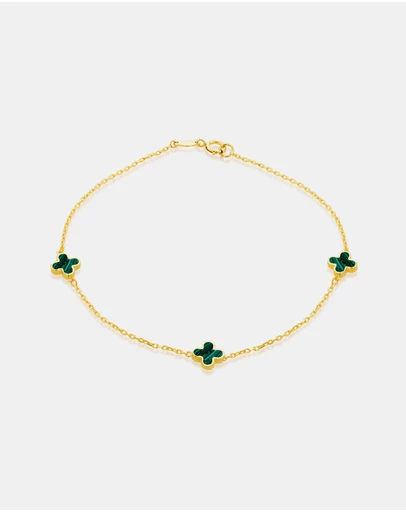 Zoe Olivia - 9K Gold Malachite Petal Bracelet