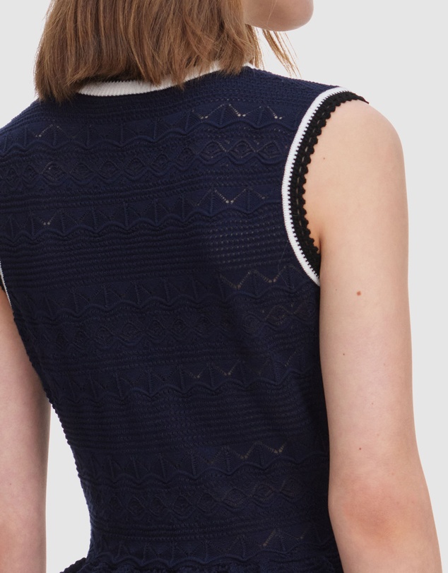 Self Portrait - Peplum Pointelle Knit Mini Dress