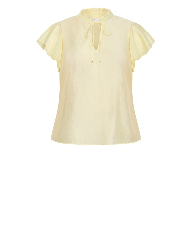 City Chic - Plus size Dakota Flutter Sleeve Top - lemon sorbet
