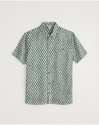 Seasalt - Seasalt Cornwall Green Blue Heron Short Sleeve Shirt