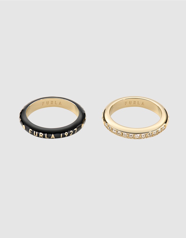 Furla - Furla 1927 Colour Edition Gold-Tone Black Enamel Rings