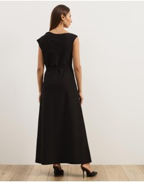 Atmos&Here - Luna Slash Neck Midi Ponte Dress