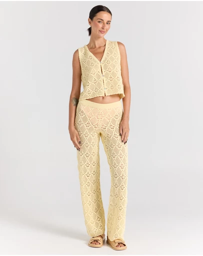 Poolside Paradiso - Messina Knit Pant - Lemon