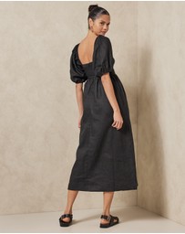 AERE - Corset Linen Midi Dress