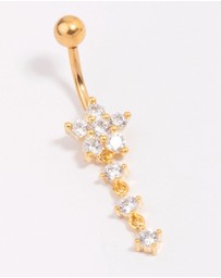 Lovisa - Gold Plated Titanium Cubic Zirconia Flower Threadless Belly Bar