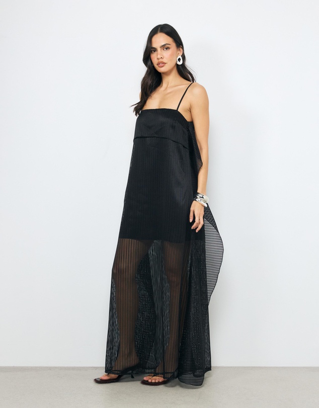 AERE - Maris Textured Drape Back Maxi Dress