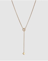 Elli Jewelry - Necklace Y with Zirconia 925 Sterling Silver Gold-plated