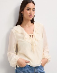 The Fated - Kyla Ruffled Neck Blouse