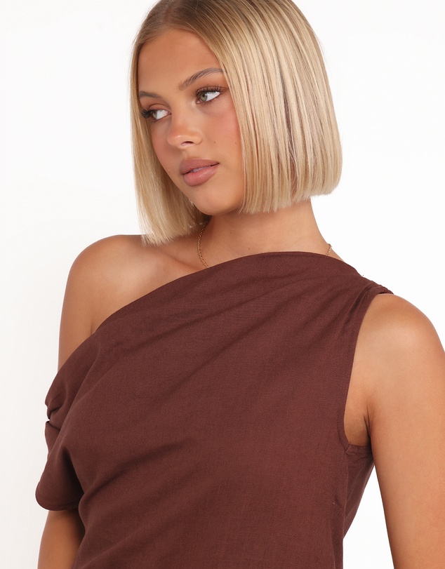 Petal & Pup - Shaw Off Shoulder Top - Chocolate Brown