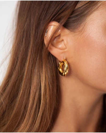 Style Addict - Mini Rope Earrings - 14K Gold Plated