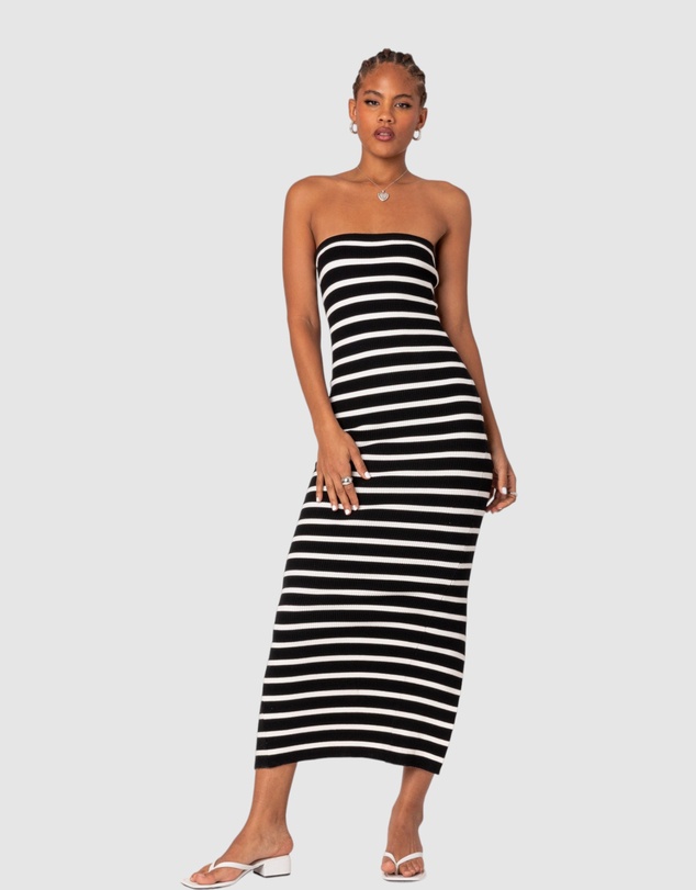 EDIKTED - Knit Back Slitted Maxi Dress